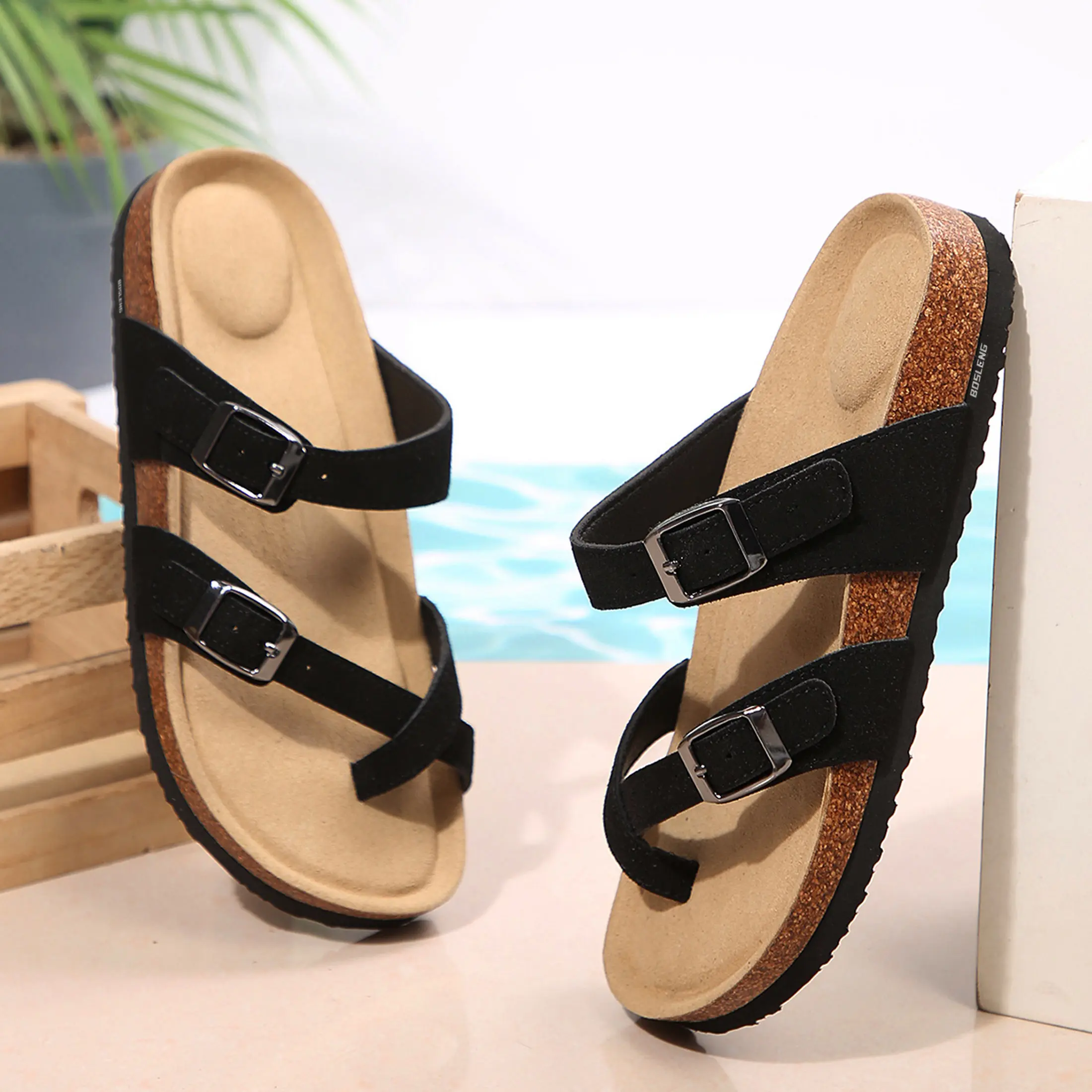 Women's Ring Open Toe Sandals With Double Adjustable Buckle Sandals For Outdoor Activities