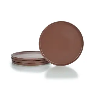 Everything Kitchens Modern Flat 11" Dinner/Charger Plates (Set of 4) | Brown