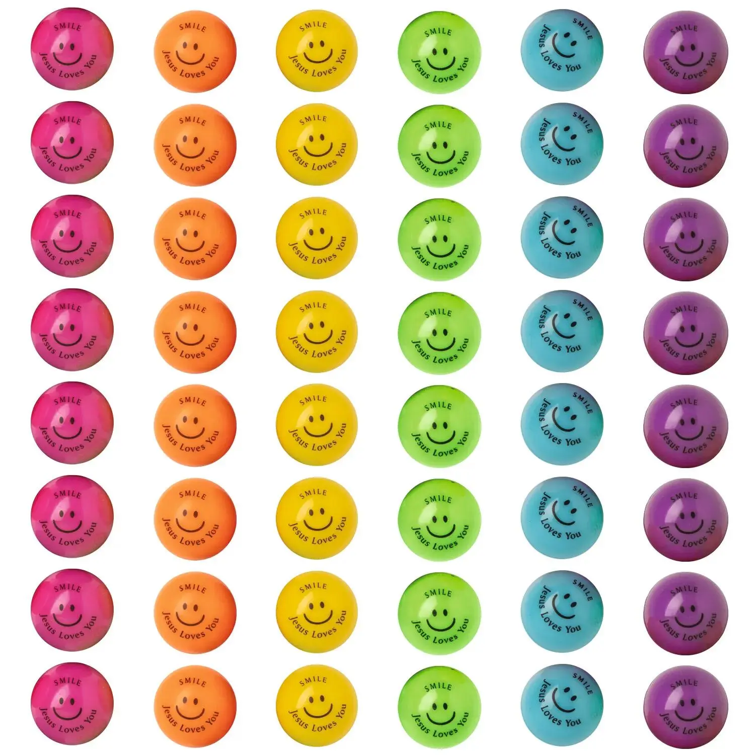 1" Religious Rubber Bouncy Balls (48-Pc. Bulk) - Oriental Trading Company Outdoor Lawn Games, Trunk or Treat Mini Smile Jesus Loves You Toys