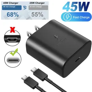 45W USB-C Super Fast Wall PD Charger With 6FT Type C Charging Cable For Samsung Galaxy S20 S21 S22 S23 S24