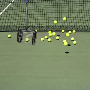 Super sized automatic tennis picker made of stainless steel material with 80+balls and a large capacity handle. It is a dual-purpose coaching and training pick up tool that can be used in 5 scenarios and is easy to store in school clubs