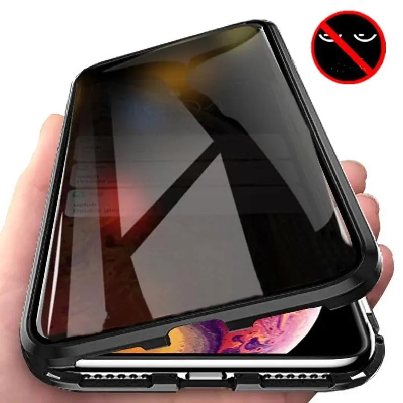 Anti Peeping Magnetic Case for Samsung S25 S24 S23 S22 S21 Ultra Note 20 S23 FE Double Sided Tempered Glass Cover