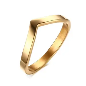 Arianne Gold Simple Chevron Thumb Ring – V Shape 316L Stainless Steel Fashion Ring for Women, Minimalist Party Jewelry pink  ice  rings  women  90's