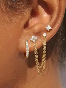 Women's Elegant Earrings Set, Artificial Zirconia Earrings, Floral Design Jewelry for Women, Perfect Gift for Mom Sister Girlfriend Wife