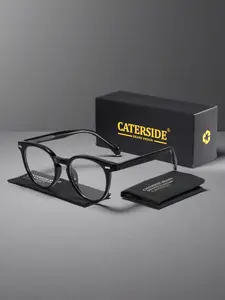 Unisex Tr90 Round Frame Glasses, Anti-Blue Light, Casual Style, Suitable for All Seasons, Ideal for Parties & Driving