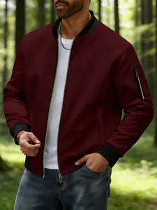 Men's Casual Waffle Texture Pilot Jacket, Full Zip Long Sleeve Coat, Suitable for Daily Wear, Commuting, Street Style, Street Fashion Outerwear