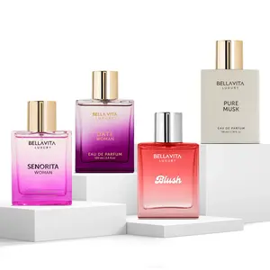 Pretty Lips & Love Mist by bellavita Luxury | Perfume Combo Gift Set | 4×100 ml | Date, Senorita, Pure Musk & Blush | Long Lasting Eau De Parfum | Vegan & Cruelty Free