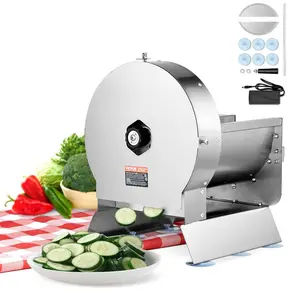 VEVOR Electric Vegetable Slicer, 0-0.5/0-12mm Thickness Adjustable Commercial Slicer Machine, Convertible to Manual, Stainless Steel Food Cutter Slicing Machine, for Potato, Lemon, Tomato, Apple