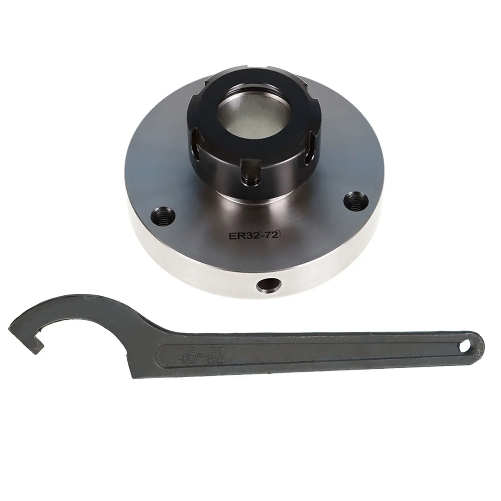 ER32 Collet Chuck, 3-Hole Diameter Bearing Steel Compact Fixture for Milling Lathes, 100mm, with Wrench