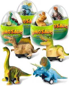 4 Pack Dinosaur Pull   Toys,  Stocking Stuffers Easter Basket Egg Fillers Easter Gifts Montessori Toys Stocking Stuffers for  Boys Girls Ages 2-4, 3-5, 4-8