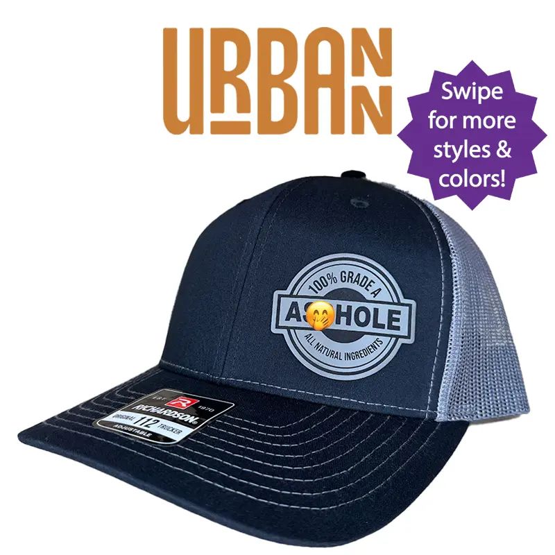 Grade A Ahole Custom Hat - Leatherette Patch Trucker Style Hat trucker hat unisex hat Cap Included Cotton Trucker Hat