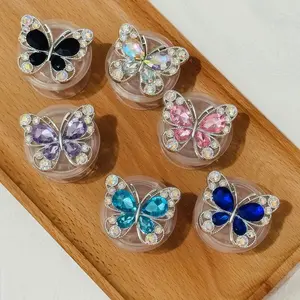 Rhinestone Gem Butterfly Airbag Phone Holder - Adhesive Extendable Stand - Everyday Desktop Support Stand - Exquisite, Portable, and Practical - Accessories - Phone Mount
