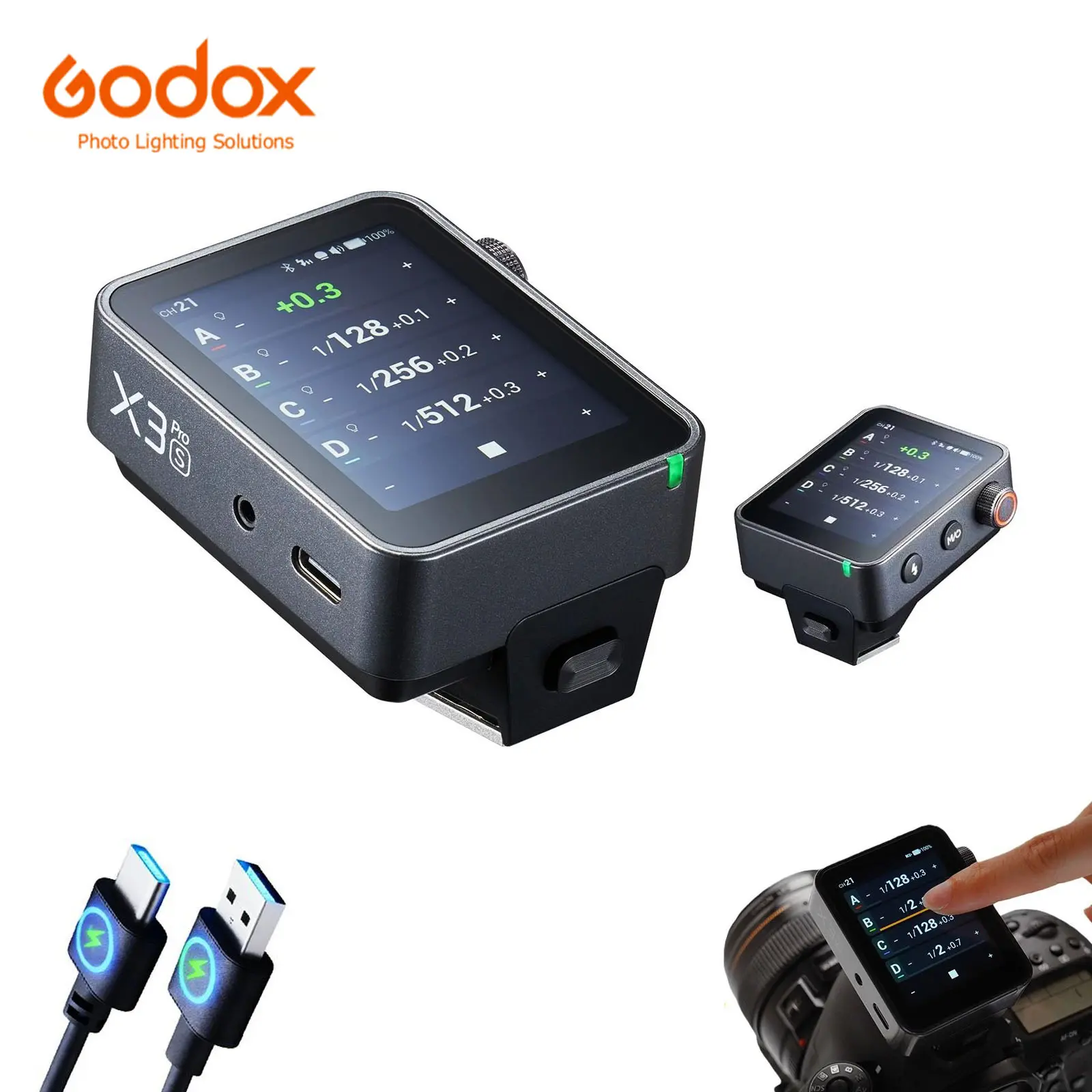 Godox X3 PRO S X3PRO TTL Wireless Flash Trigger for Sony, 1/8000s HSS TTL TCM, USB-C Charge with Bluetooth Integration & APP Control Touch Screen GODOX X3PRO X3Pro S