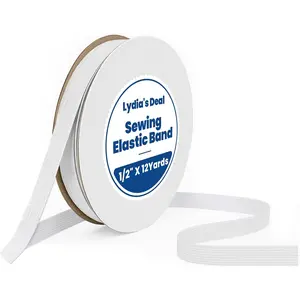 1/2 Inch Wide 12 Yards Elastic Band for Sewing Durable Soft High Elasticity Stretch Cord for Waistbands Pants DIY Crafts White