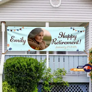 Custom Happy Retirement Banner with Photo, Personalized Name & Date, Retirement Party Banner with Picture, Customizable Farewell Decor, Custom Photo Retirement Banner, Celebrate Their Next Chapter in Style
