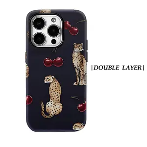 Cheetah & Cherries Phone Case for Phone Case for IPhone 17 16 15 14 13 Pro Max Plus Single Double-layer Tough Case