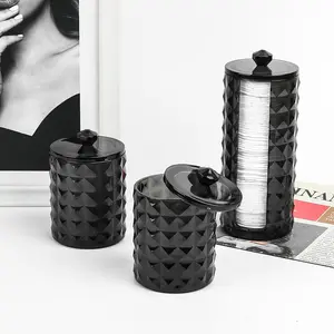 Cotton Swab Storage Box, 3 Counts/set Modern Simple Bathroom Container, Apothecary Holder Set for Storage Cotton Round Pads, Floss Picks, Bottles, Plastic Canister Jar