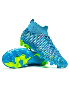Parent-Child High-Top Football Shoes | White Multicolor Graffiti Design | Breathable Flyknit Upper | Superior Traction | Soft Comfort | Ideal For Family Training & Games | Viral