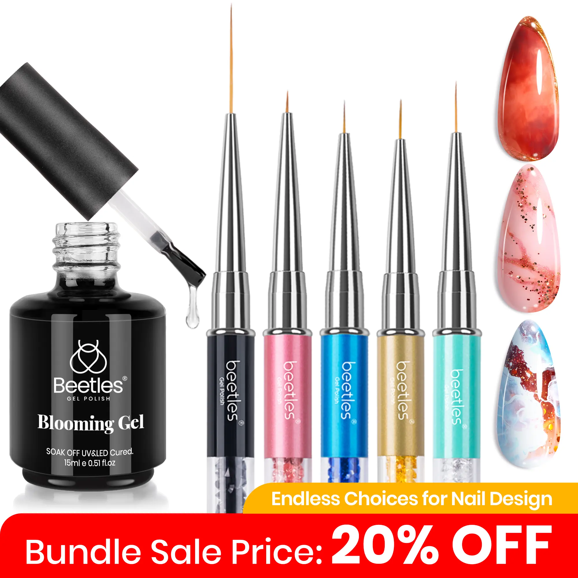 Blooming Gel+Nail art brush*5