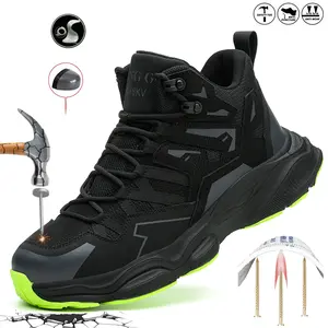 Man Safety Shoes Puncture-Proof Work Sneakers Lightweight construction Work Shoes New Steel Toe Shoes Indestructible Shoes Roofing Shoes anti-puncture resistant