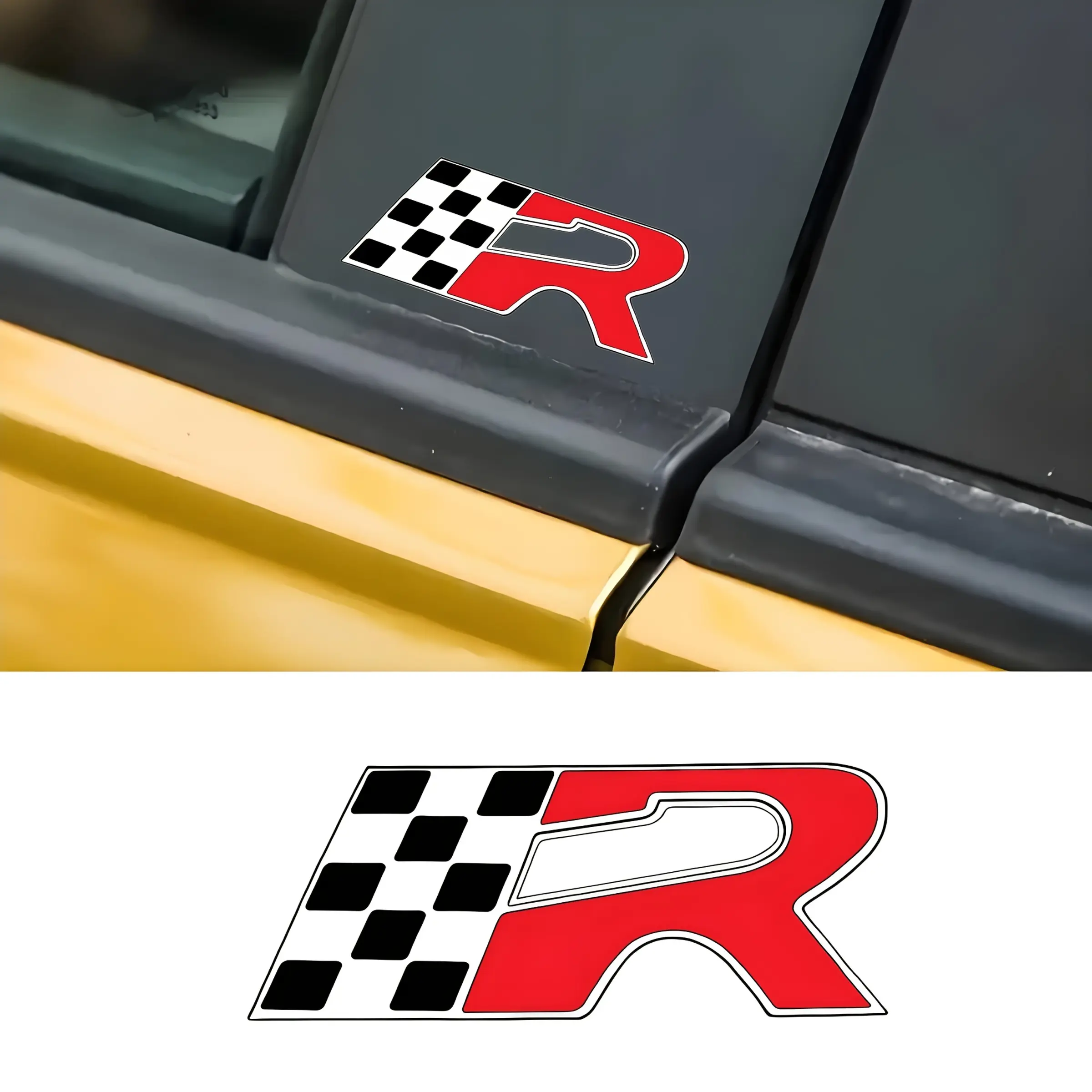 2PCS car stickers R racing flag badge logo decorative stickers, suitable for Fiat Bravo Abarth Ducato Evo 2 Panda Tipo Punto vehicle accessories