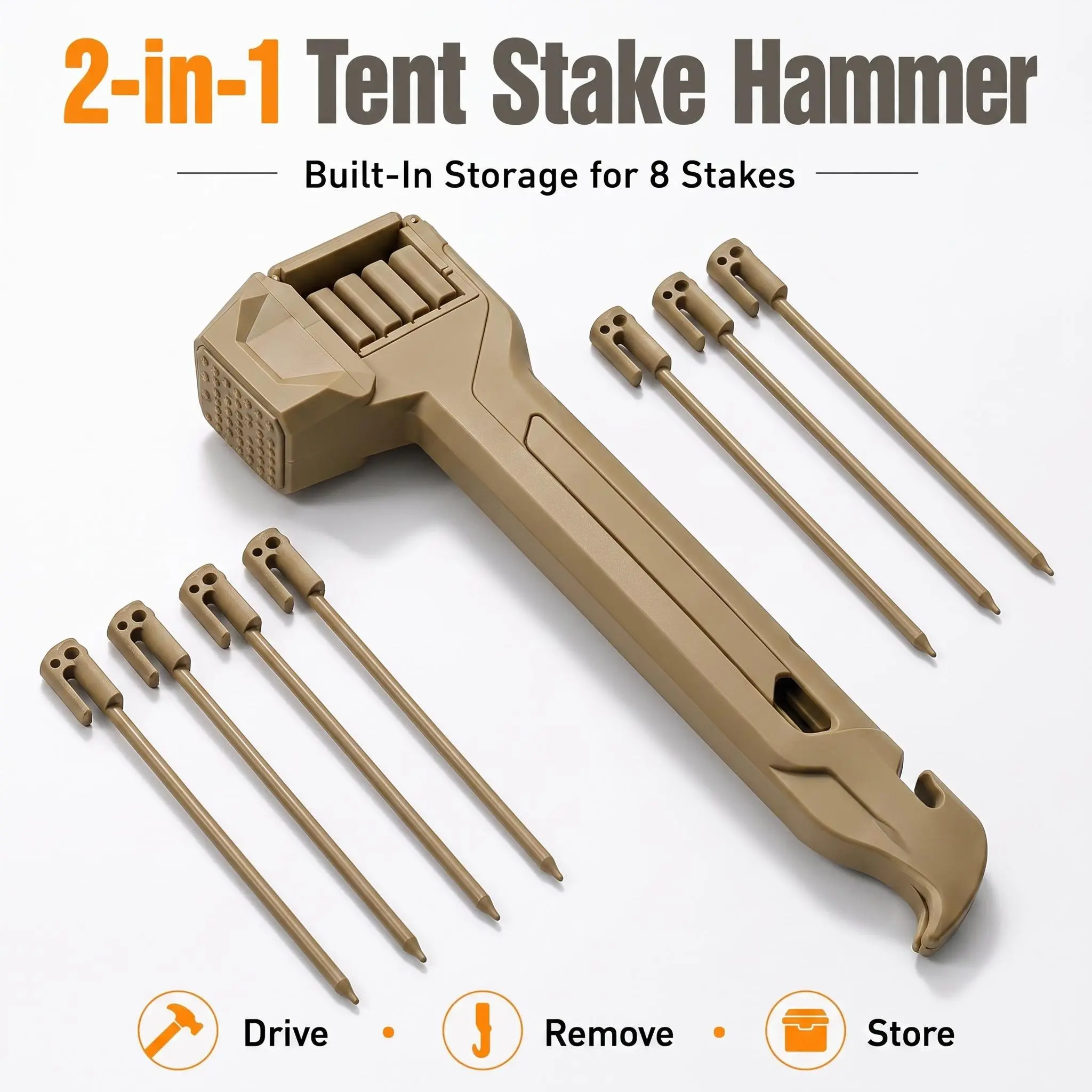 Multifunctional Compact Aluminum Alloy Camping Hammer - 520g (1.15 lbs) Lightweight Utility Tool, Tent Stake Driver, Tent Stake Puller, Bottle Opener - Portable Outdoor Companion for Hiking, Camping