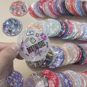 20pcs Cartoon keychain stickers acrylic color round plate keychain pendant accessories set