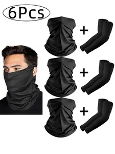 6Pcs- Ear-Hole Scarves/hooded Masks, Ice Sleeves, Sun Protection, Outdoor Neck Gaiter Balaclava, Unisex Face Mask, Ski Mask, Breathable Face Cover, Outdoor Sports Mask