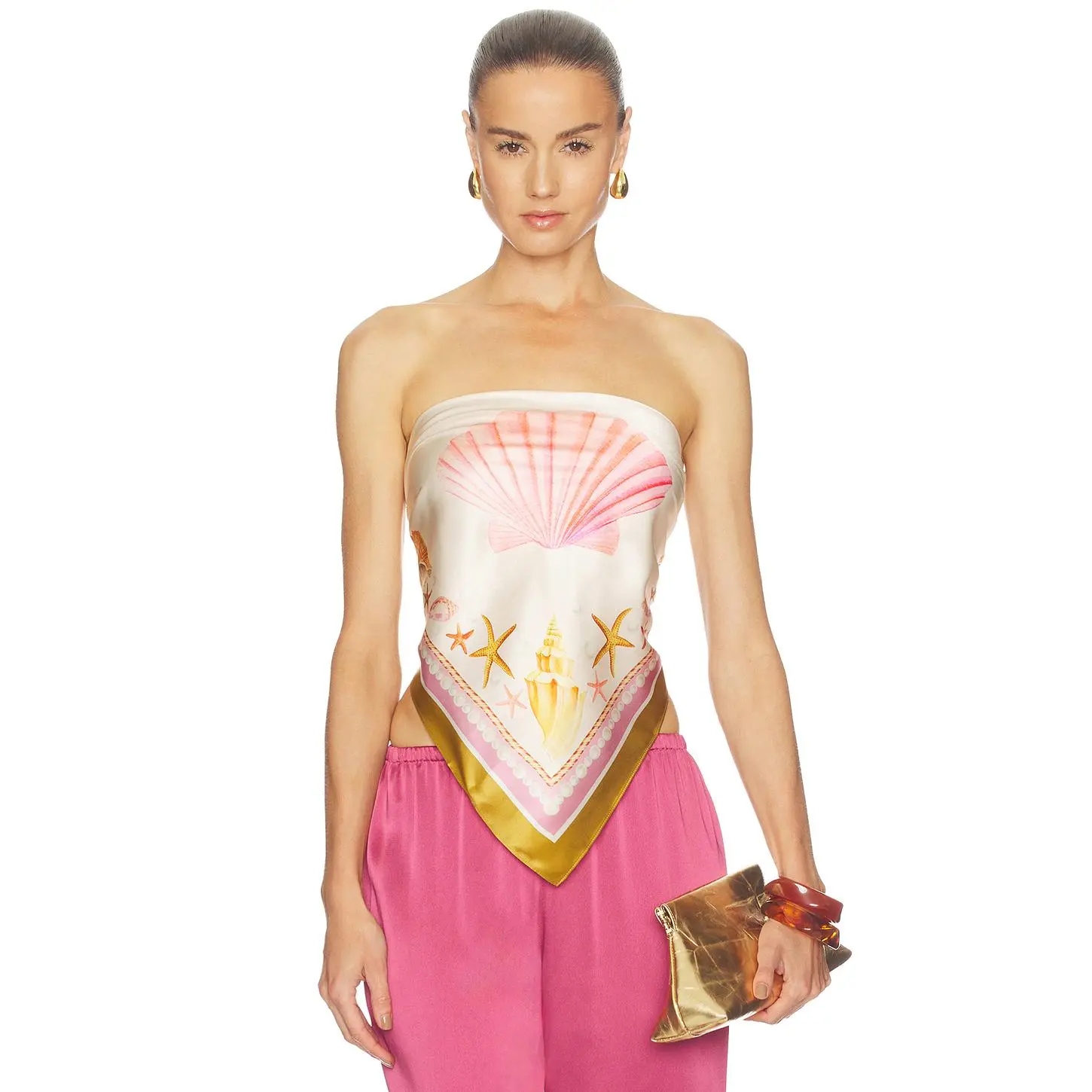 retrofete Alivia Top in Ochre Shell Foulard