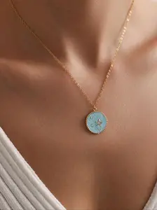 Enamel Star Pendant Necklace, Rhinestone Embellished Chain, Christmas Gift for Her, Mommy Gift Idea