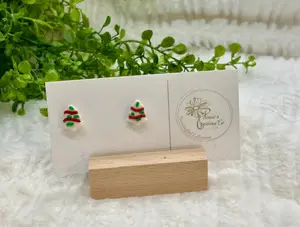 White Christmas Tree Stud Earrings | Polymer Clay Earrings