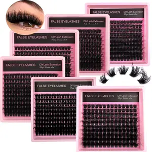Mixed Length False Individual Eyelashes Kit, 6 Boxes Natural Look Eyelash Extensions, Self Grafting Curling Fake Eyelashes for Eye Makeup Enhancement, Cosmetic, Lashes Clusters Kit, Diy Eyelash Extensions, DIY Dramatic Lashes, False Eyelash Set