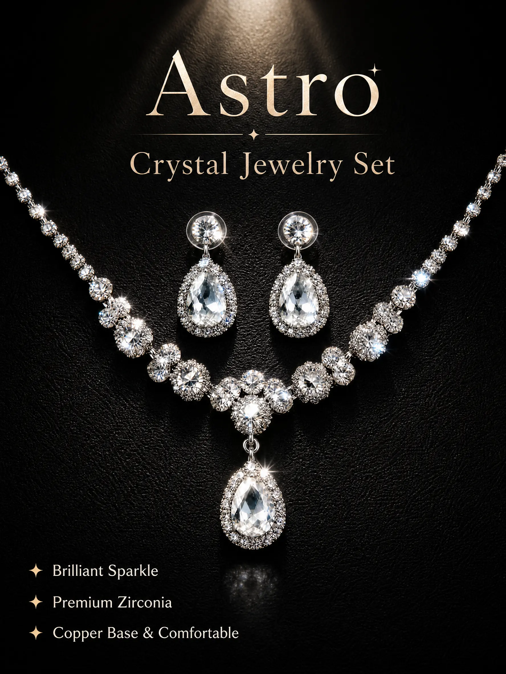 Sparkling Crystal Teardrop Fashion Jewelry Set, Elegant Rhinestone Choker Necklace & Dangle Earrings, Prom Bridal Accessories