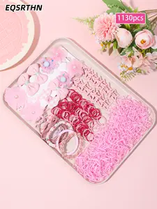 EQS RTHN 1130pcs Pink Women's Hair Accessories Set Multi-style Hairpin Hairband Hair Rope Pink Flower Hairpin Star Clip Lovable Wind Hair Headwear Combination
