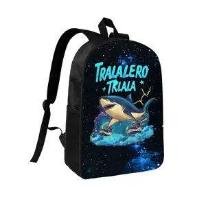 Tung Backpack for Men Women 17 Inches Black Tungtungtung Backpacks for Teens Adults Fashion Print Bookbag for School Travel