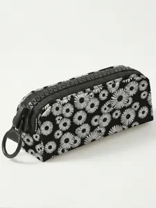 1 piece of daisy pattern 2D printed large zipper pencil case, storage bag, spacious zipper makeup bag school supplies and stationery, durable polyester