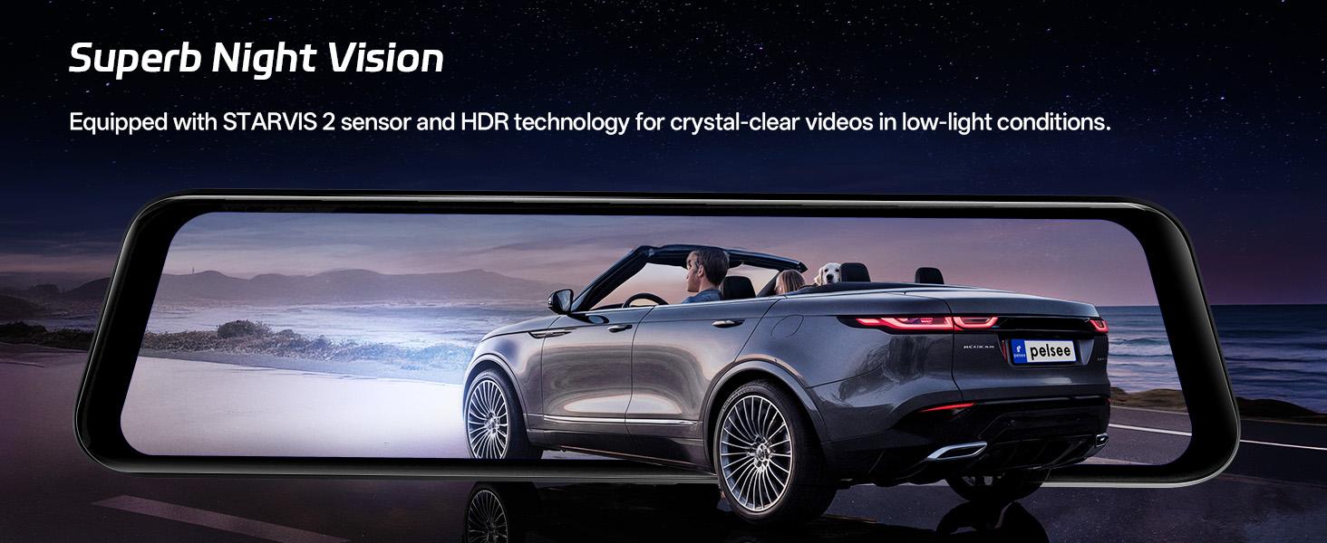 Pelsee P12 Pro 4K Mirror Dash Cam, 12'' Rear View Mirror Camera, Free 32GB Memory Card, Smart Driving Assistant w/ADAS and BSD,2160P Front and Rear Camera,Voice Control,Night Vision,Parking Monitoring detail 8