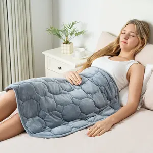 Weighted Lap Blanket 7lbs for Adults, Small Weighted Blanket Throw for Travel, Soft Weighted Lap Pad for Relaxation, Calming, Napping and Sleeping, Machine Washable, Light Grey 29" x 24"