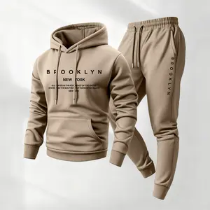 Men's Brooklyn Printed Hoodie and Drawstring Sweatpants Set, Menswear, Casual Athletic Long Sleeve Hooded Jacket & Trousers for Fall & Winter, Men's Clothing for Daily Wear, Sportswear Indoor Outdoor, Tracksuit, Athleisure Summer Clothes