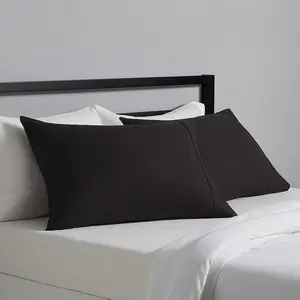 Standard Pillowcases Set of 2, Soft Microfiber Pillow Covers, Lightweight Easy Care Bedding Pillow Cases 20 x 30 Inch Black