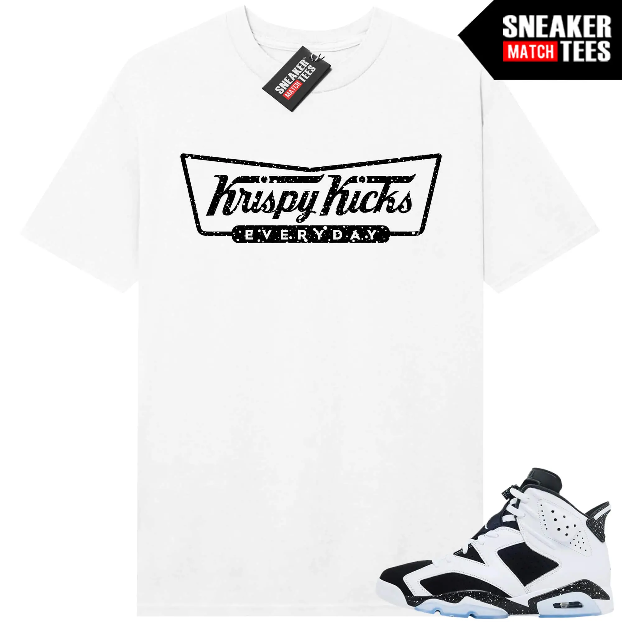 J6 Oreo Sneaker Match Graphic tees White Krispy Kicks Graphic Shirt Menswear Unisex