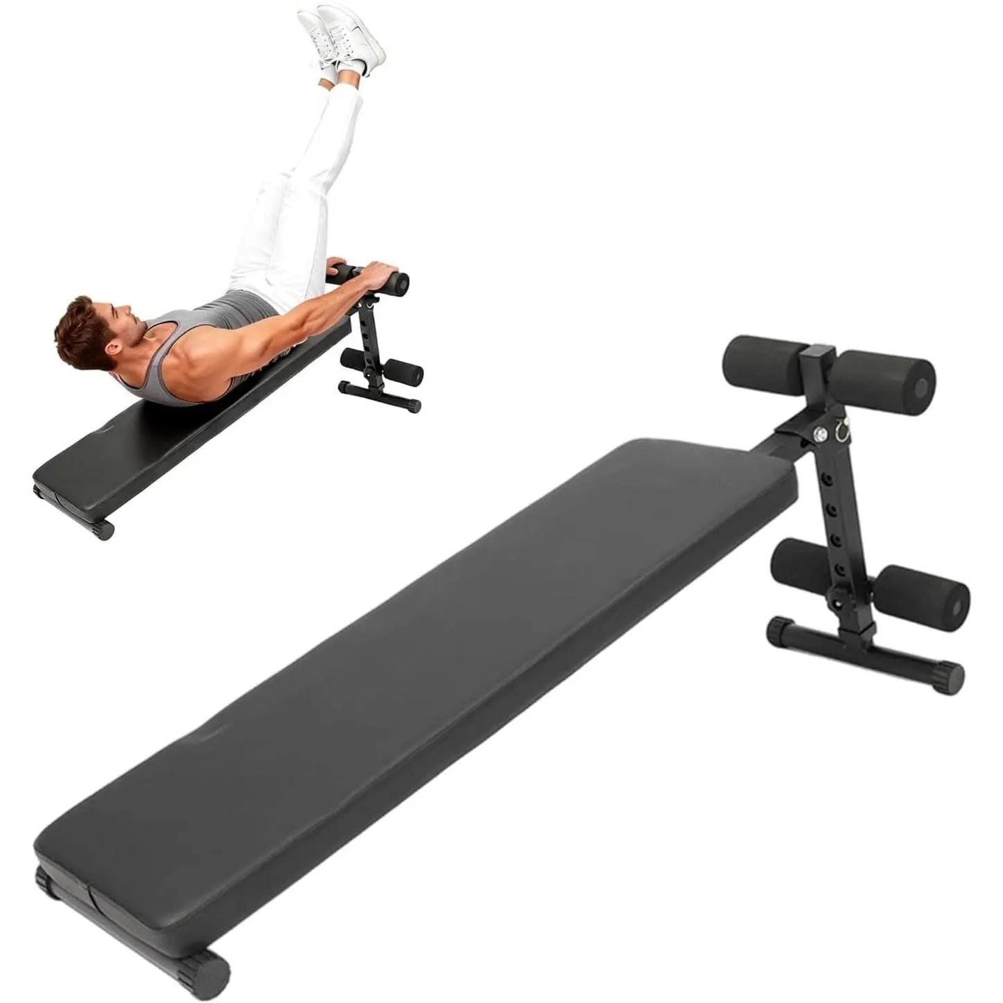 GARVEE Sit Up Bench for Workout Home Gym-Adjustable Bench with Thick Pads for Ab Exercise,Weight Capacity 220 LBS