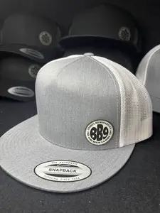BB9 Hat- Flat Bill Snap Back- Heather Grey on White