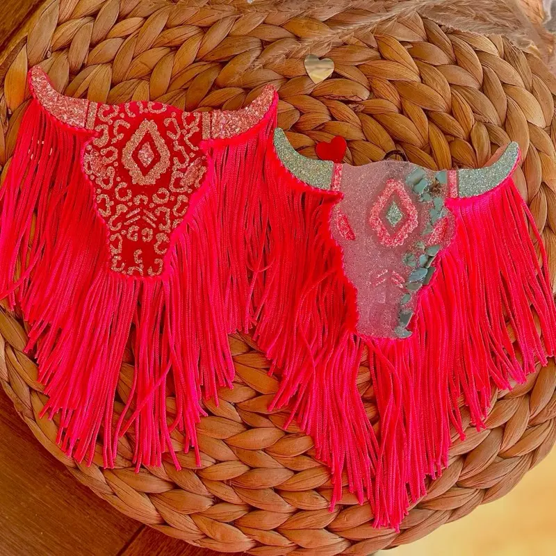 Valentine’s Day cattle skulls car freshie