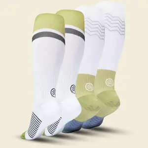 Women's Compression Grip Socks 4-Pack, Mix Green White