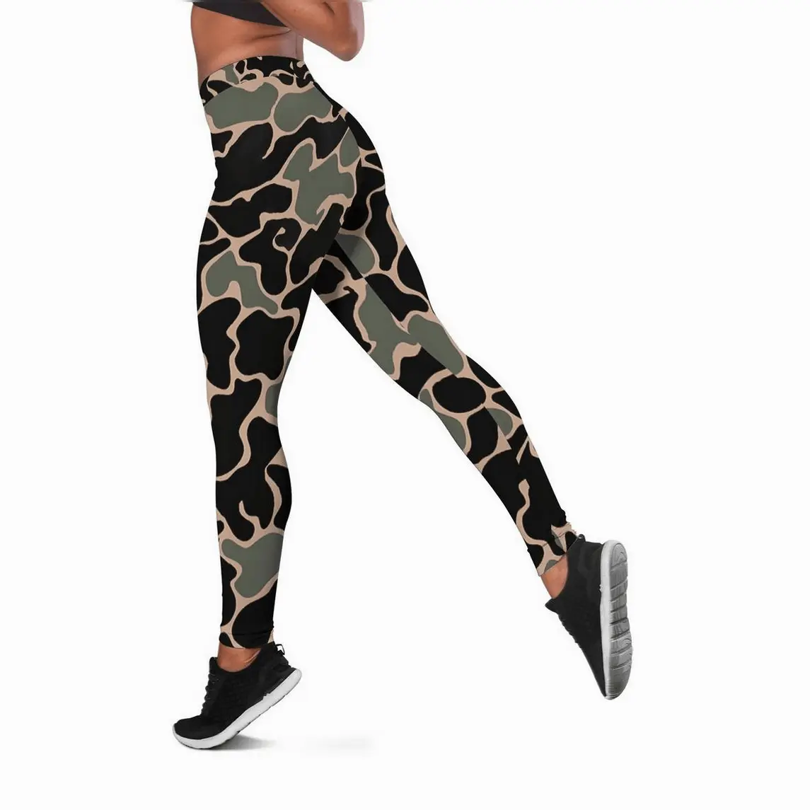 Camo Seamless Pattern Duck Women's Leggings, Yoga Pants, High Waist Hunting Tights, Women's Outdoor Fitness Outfit Performance Spo Breathable Yoga Leggings