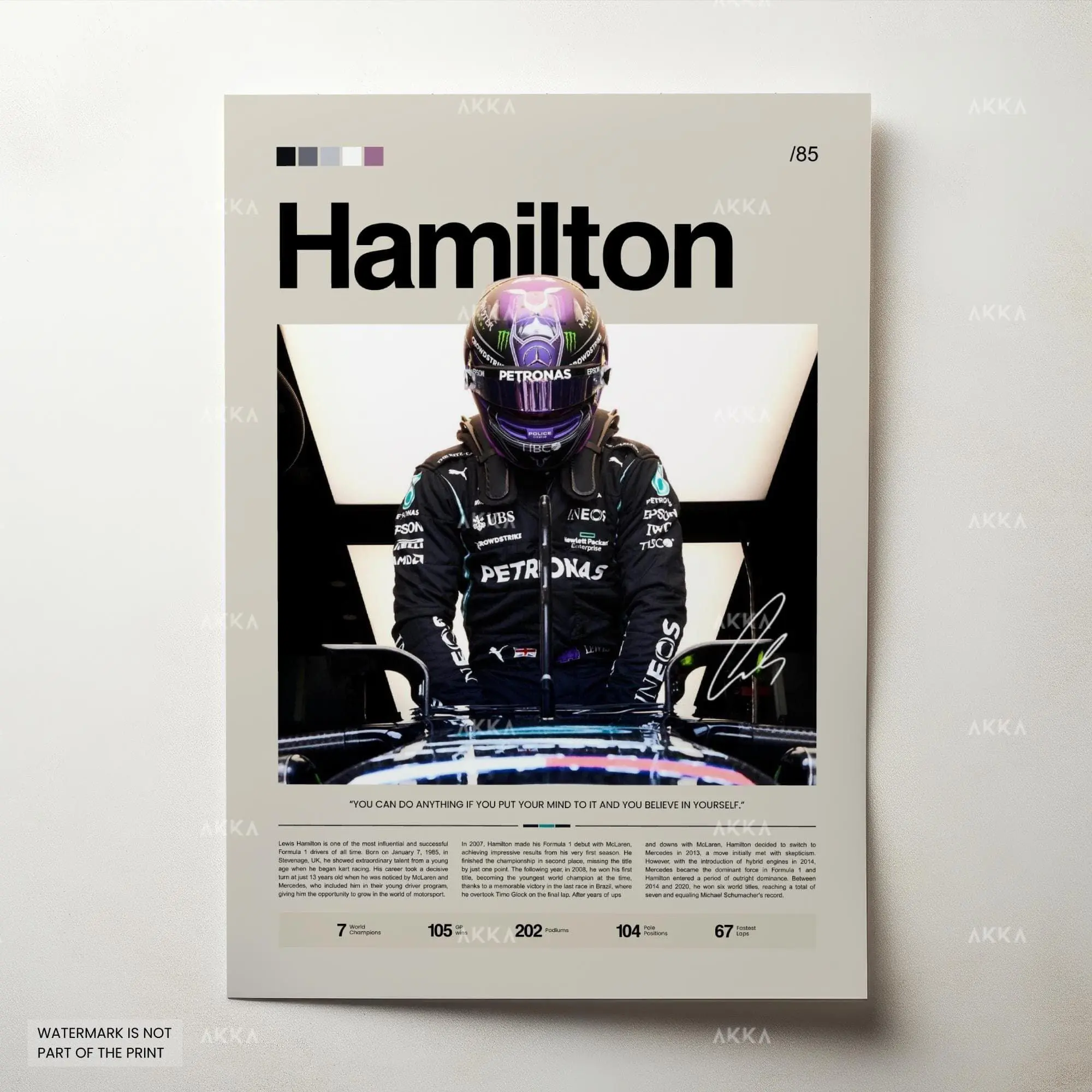 [Racing Decor - Sale Up To 40%] [Unframe] Lewis Hamilton Mercedes F1 Poster, Motorsport Grand Prix Wall Art, Formula Racing Print, Mercedes Racing Decor, Gift for Fans