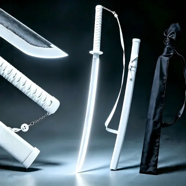 Light Up Katana Sword, 41inch Unsharpened Anime Cosplay Sword & Sword Bag, White Lightweight Martial Arts Sword, Cosplay Prop for Anime Fans, Costume Accessory, Themed Costume Party Accessory