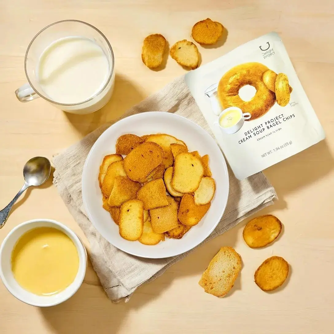 2 Pack Delight Project Cream Soup Bagel Chips 1.94oz Each - Korean Snack, Olive Young #1, Low Cal