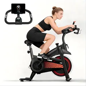 SAYGOGO Exercise Bike with Felt Brakes & Belt Transmission Stationary Bike for Home Use 300 lb Weight Capacity LED Display & Adjustable Seat Indoor Cycling Spin Bike Workout